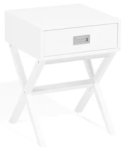 Beliani Table Basse Blanche Avec Tiroir