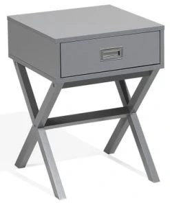 Beliani Table Basse Grise Avec Tiroir