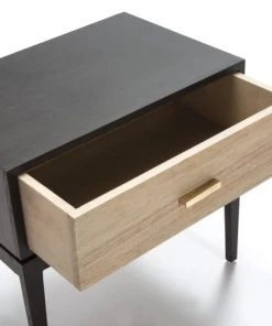 Thai Natura Table De Chever 1 Tiroir En Bois Clair Cérusé Et Noir -Boutique Maisons du Monde table de chever 1 tiroir en bois clair ceruse et noir 1