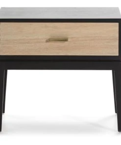 Thai Natura Table De Chever 1 Tiroir En Bois Clair Cérusé Et Noir -Boutique Maisons du Monde table de chever 1 tiroir en bois clair ceruse et noir 2