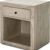 Thai Natura Table De Chevet 1 Niche 1 Tiroir En Bois Clair Gris