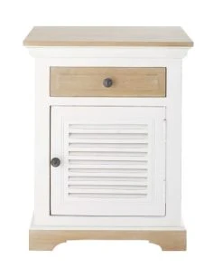 Maisons Du Monde Table De Chevet 1 Porte 1 Tiroir En Manguier Massif Blanc