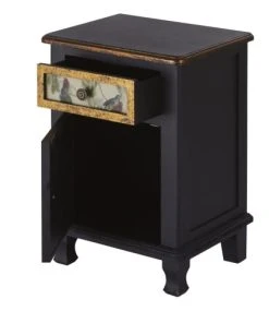 Boutique Maisons du Monde -Boutique Maisons du Monde table de chevet 1 porte 1 tiroir noire et doree a motifs 1000 8 24 216299 2