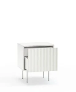 TEULAT Table De Chevet 1 Porte 2 Tiroirs En Bois Blanc -Boutique Maisons du Monde table de chevet 1 porte 2 tiroirs en bois blanc 2