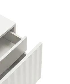 TEULAT Table De Chevet 1 Porte 2 Tiroirs En Bois Blanc -Boutique Maisons du Monde table de chevet 1 porte 2 tiroirs en bois blanc 4