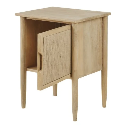 Maisons Du Monde Table De Chevet 1 Porte En Bois De Manguier Et Sisal Beige 4 Maisons Du Monde Table De Chevet 1 Porte En Bois De Manguier Et Sisal Beige – Image 2
