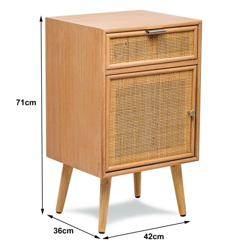 Nordlys Table De Chevet 1 Porte Et 1 Tiroir En Rotin Naturel 7 Nordlys Table De Chevet 1 Porte Et 1 Tiroir En Rotin Naturel – Image 5