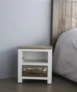 BOIS DESSUS BOIS DESSOUS Table De Chevet 1 Tiroir 1 Niche En Pin Recyclé -Boutique Maisons du Monde table de chevet 1 tiroir 1 niche en pin recycle 2