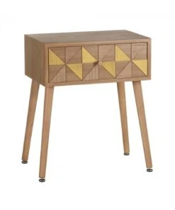 Ixia Table De Chevet 1 Tiroir Bicolore Bois Et Doré