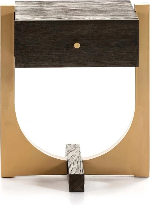 Thai Natura Table De Chevet 1 Tiroir Bois Et Métal Doré 4 Thai Natura Table De Chevet 1 Tiroir Bois Et Métal Doré – Image 2