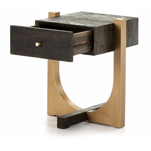 Thai Natura Table De Chevet 1 Tiroir Bois Et Métal Doré 5 Thai Natura Table De Chevet 1 Tiroir Bois Et Métal Doré – Image 3
