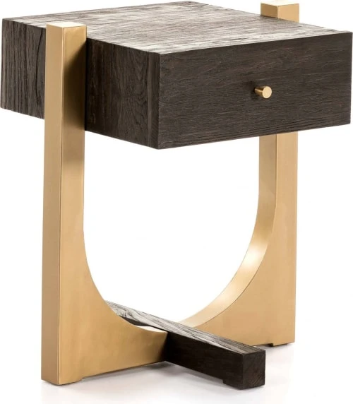 Thai Natura Table De Chevet 1 Tiroir Bois Et Métal Doré 3 Thai Natura Table De Chevet 1 Tiroir Bois Et Métal Doré