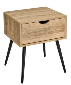 Unimasa Table De Chevet 1 Tiroir Bois Et Noir 40x35x49.5cm