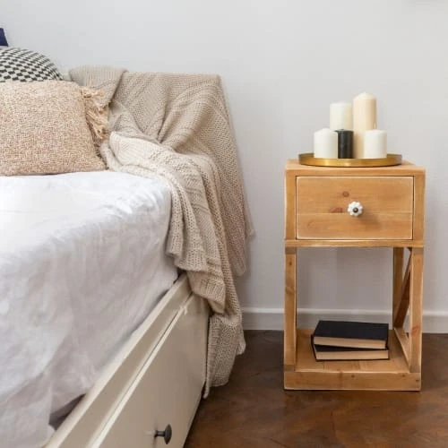 Dendro Table De Chevet 1 Tiroir Bois Massif 4 Dendro Table De Chevet 1 Tiroir Bois Massif – Image 2
