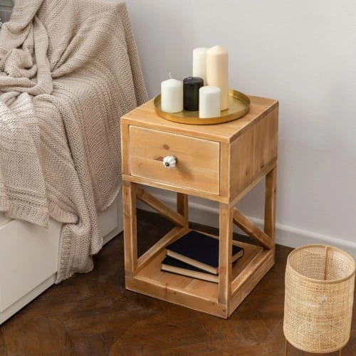 Dendro Table De Chevet 1 Tiroir Bois Massif 5 Dendro Table De Chevet 1 Tiroir Bois Massif – Image 3