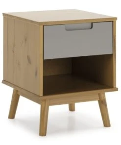 HOMN Table De Chevet 1 Tiroir Couleur Bois Et Gris, Bois Massif -Boutique Maisons du Monde table de chevet 1 tiroir couleur bois et gris bois massif bruce