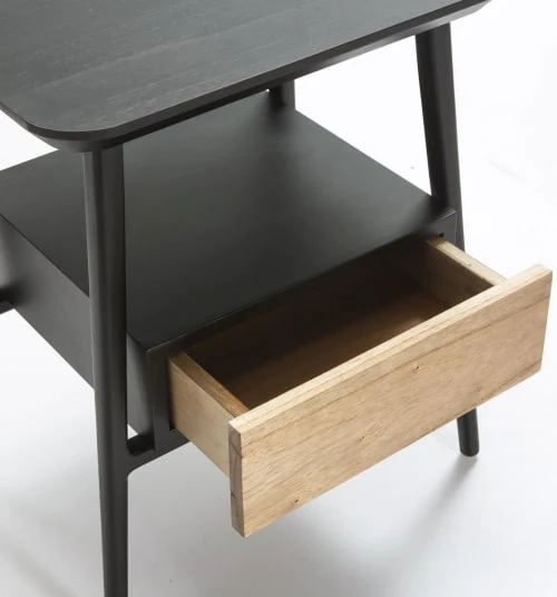 Thai Natura Table De Chevet 1 Tiroir Couleur Noir Et Bois Clair 4 Thai Natura Table De Chevet 1 Tiroir Couleur Noir Et Bois Clair – Image 2