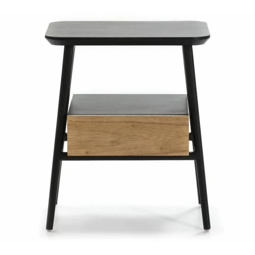 Thai Natura Table De Chevet 1 Tiroir Couleur Noir Et Bois Clair 5 Thai Natura Table De Chevet 1 Tiroir Couleur Noir Et Bois Clair – Image 3