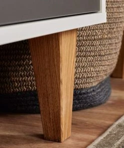 Terre De Nuit Table De Chevet 1 Tiroir En Bois Blanc Et Anthracite Avec Pieds En Chê -Boutique Maisons du Monde table de chevet 1 tiroir en bois blanc et anthracite avec pieds en che 2