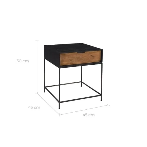 Rendez Vous Déco Table De Chevet 1 Tiroir En Bois D'acacia Et Métal Noir 6 Rendez Vous Déco Table De Chevet 1 Tiroir En Bois D'acacia Et Métal Noir – Image 4