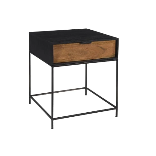 Rendez Vous Déco Table De Chevet 1 Tiroir En Bois D'acacia Et Métal Noir 8 Rendez Vous Déco Table De Chevet 1 Tiroir En Bois D'acacia Et Métal Noir – Image 6