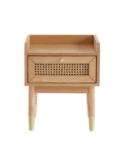 Drawer Table De Chevet 1 Tiroir En Bois Et Cannage Bois Clair