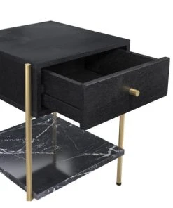 Rendez Vous Déco Table De Chevet 1 Tiroir En Bois Noir Et Métal Doré -Boutique Maisons du Monde table de chevet 1 tiroir en bois noir et metal dore 2