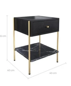 Rendez Vous Déco Table De Chevet 1 Tiroir En Bois Noir Et Métal Doré -Boutique Maisons du Monde table de chevet 1 tiroir en bois noir et metal dore 3