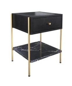 Rendez Vous Déco Table De Chevet 1 Tiroir En Bois Noir Et Métal Doré -Boutique Maisons du Monde table de chevet 1 tiroir en bois noir et metal dore 5