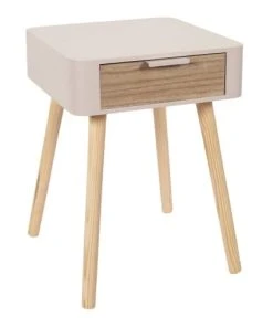 TOILINUX Table De Chevet 1 Tiroir En Mdf Rose