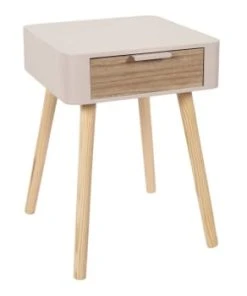 TOILINUX Table De Chevet 1 Tiroir En Mdf Taupe -Boutique Maisons du Monde table de chevet 1 tiroir en mdf rose