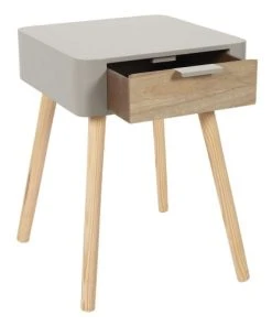 TOILINUX Table De Chevet 1 Tiroir En Mdf Taupe -Boutique Maisons du Monde table de chevet 1 tiroir en mdf taupe 2