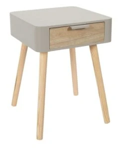 TOILINUX Table De Chevet 1 Tiroir En Mdf Taupe