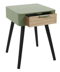 TOILINUX Table De Chevet 1 Tiroir En Mdf Vert -Boutique Maisons du Monde table de chevet 1 tiroir en mdf vert 2