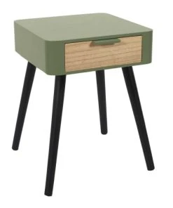 TOILINUX Table De Chevet 1 Tiroir En Mdf Vert