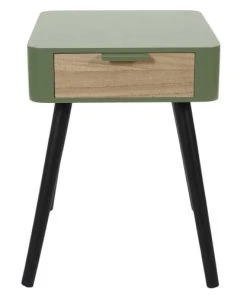 TOILINUX Table De Chevet 1 Tiroir En Mdf Vert -Boutique Maisons du Monde table de chevet 1 tiroir en mdf vert 3