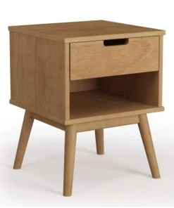 HOMN Table De Chevet 1 Tiroir, Fabriqué En Bois De Pin Massif