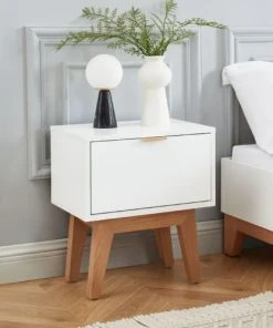 ELLE DECORATION Table De Chevet 1 Tiroir - Laqué Blanc Mat -Boutique Maisons du Monde table de chevet 1 tiroir laque blanc mat 1