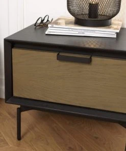 MACABANE Table De Chevet 1 Tiroir Marron Foncé Pieds Métal Noir -Boutique Maisons du Monde table de chevet 1 tiroir marron fonce pieds metal noir 2