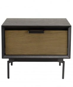 MACABANE Table De Chevet 1 Tiroir Marron Foncé Pieds Métal Noir -Boutique Maisons du Monde table de chevet 1 tiroir marron fonce pieds metal noir 3