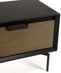 MACABANE Table De Chevet 1 Tiroir Marron Foncé Pieds Métal Noir -Boutique Maisons du Monde table de chevet 1 tiroir marron fonce pieds metal noir 4