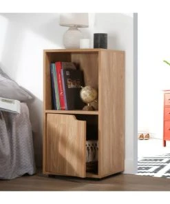 Casame Table De Chevet 2 Cases Décor Bois 1 Porte -Boutique Maisons du Monde table de chevet 2 cases decor bois 1 porte 1