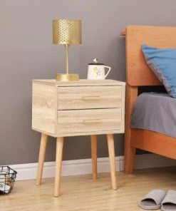 TOILINUX Table De Chevet 2 Tiroirs 45x35x60cm Marron -Boutique Maisons du Monde table de chevet 2 tiroirs 45x35x60cm marron 2