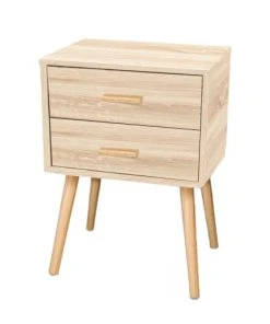 TOILINUX Table De Chevet 2 Tiroirs 45x35x60cm Marron