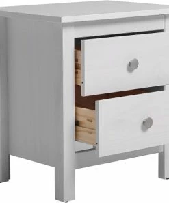 HOMN Table De Chevet 2 Tiroirs Blanc, Fabriqué En Bois De Pin Massif 9 HOMN Table De Chevet 2 Tiroirs Blanc, Fabriqué En Bois De Pin Massif -Boutique Maisons du Monde table de chevet 2 tiroirs blanc fabrique en bois de pin massif 2