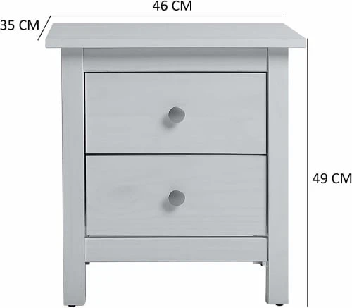 HOMN Table De Chevet 2 Tiroirs Blanc, Fabriqué En Bois De Pin Massif 7 HOMN Table De Chevet 2 Tiroirs Blanc, Fabriqué En Bois De Pin Massif – Image 5