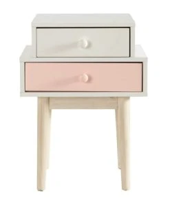 Maisons Du Monde Table De Chevet 2 Tiroirs Blanche Et Rose