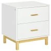 HOMCOM Table De Chevet 2 Tiroirs - Bois Pin Bambou MDF Blanc -Boutique Maisons du Monde table de chevet 2 tiroirs bois pin bambou mdf blanc