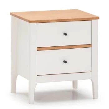 HOMN Table De Chevet 2 Tiroirs Couleur Blanc, Bois Massif 8 HOMN Table De Chevet 2 Tiroirs Couleur Blanc, Bois Massif – Image 6