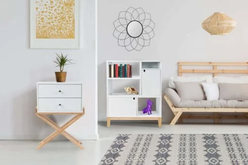 ReCollection Table De Chevet 2 Tiroirs Couleur Blanc Et Bois Clair 4 ReCollection Table De Chevet 2 Tiroirs Couleur Blanc Et Bois Clair – Image 2